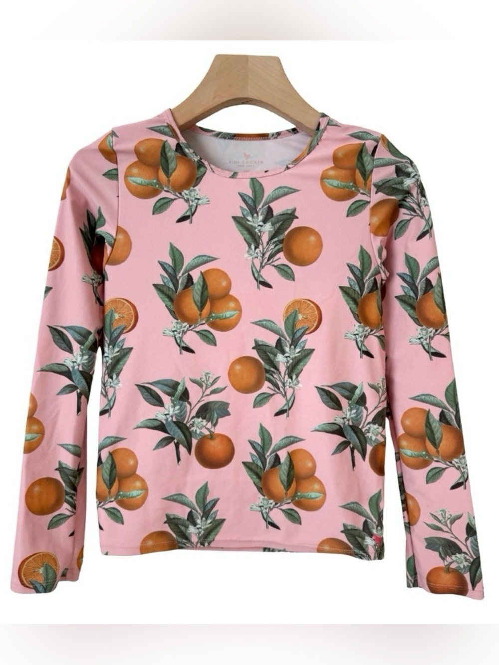 Pink Chicken Rash Guard Top Pink Botanical Oranges Girls 14Y Sun Protection Swim